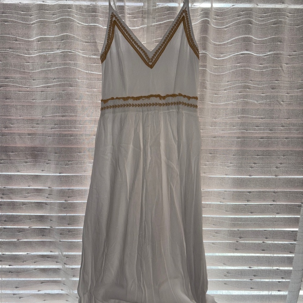 White Maxi Dress with Gold Accents